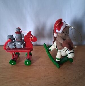 Festive Rocking Horse and Animal Cart Set